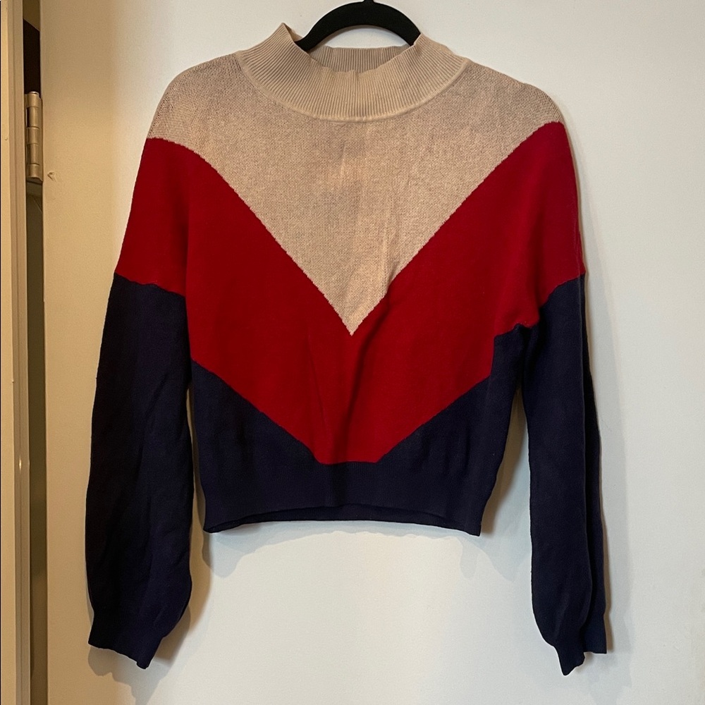 Colorblock Sweater - Red, Navy, and Cream